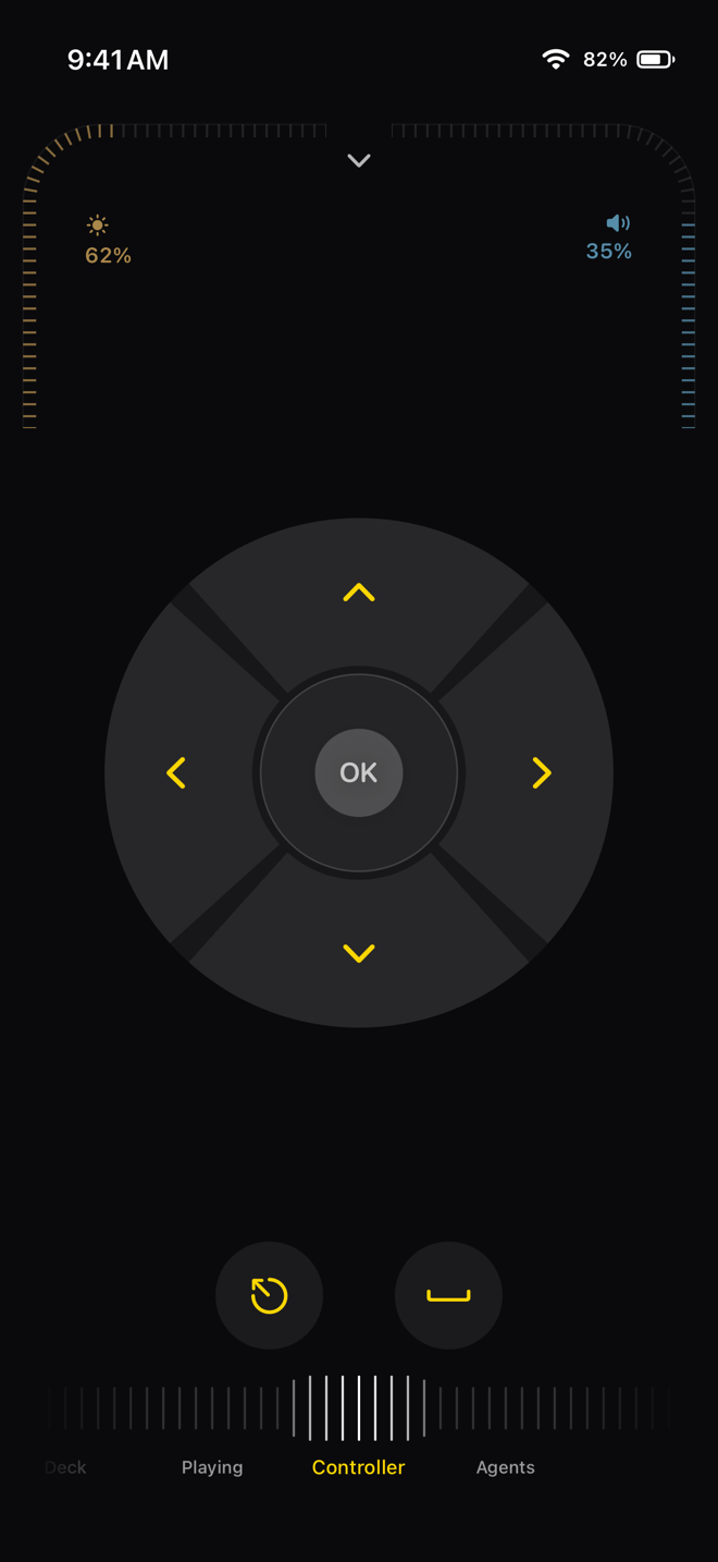 Controller page: a D-pad in the shape of a TV remote